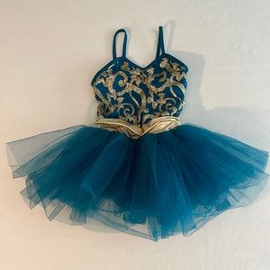 WEISSMAN SOME ENCHANTED EVENING BLUE GREEN AND GOLD SZ IC 7/8